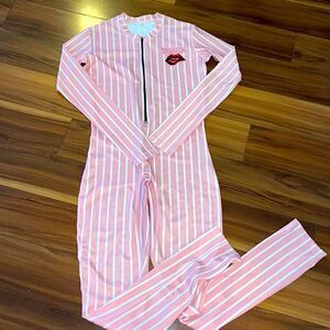 A fabulous pink striped bodysuit